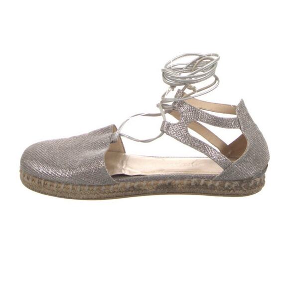 Stuart Weitzman Metallic Sparkle Walk My Way Lace Up Espadrille Sandals Size 9.5 - Picture 3 of 6